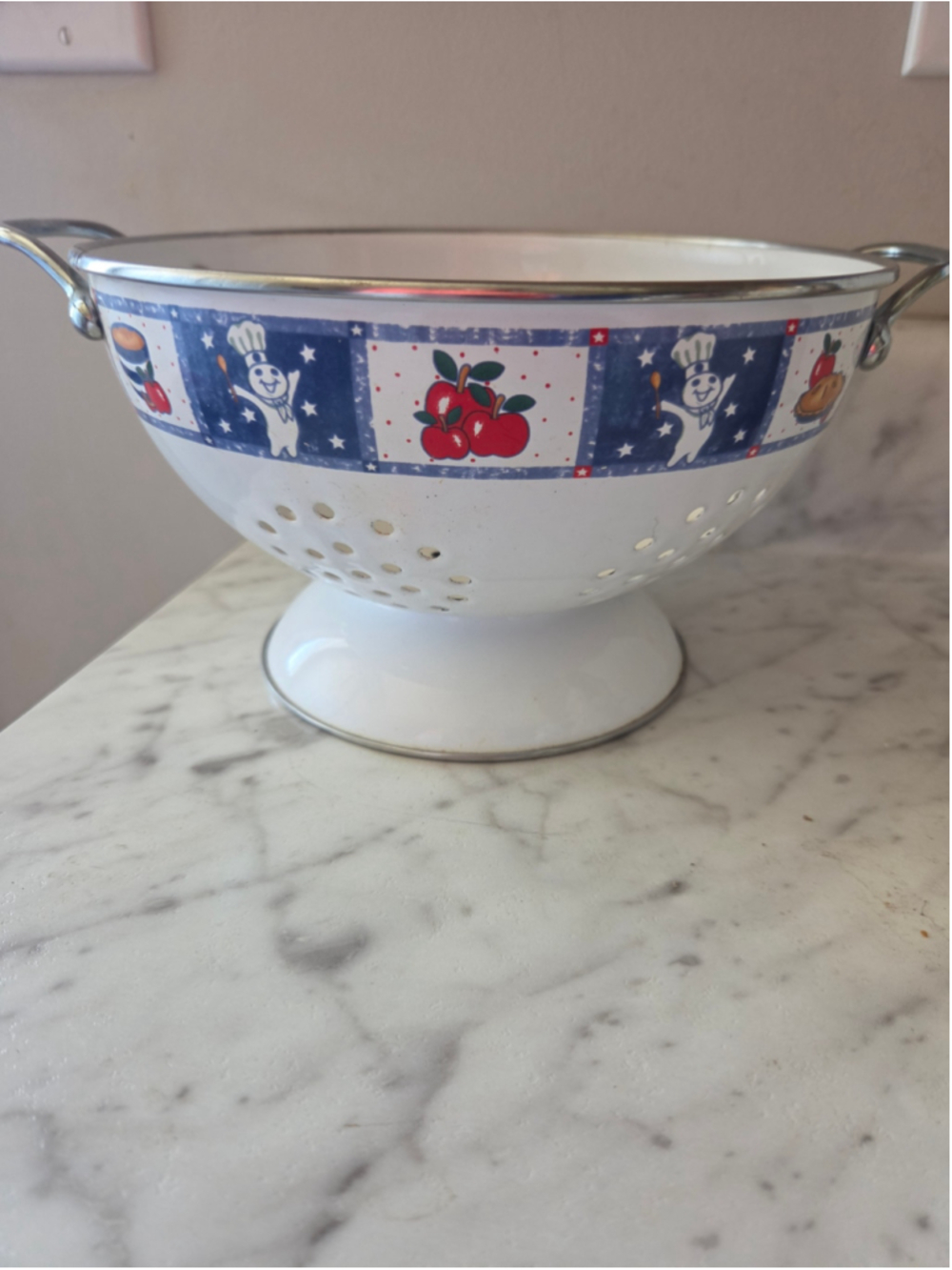 Pillsbury Doughboy Kitchen Colander One Size White Blue